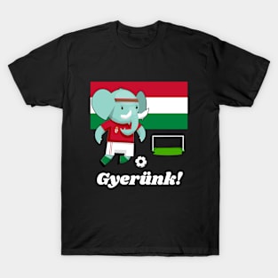 ⚽ Hungary Football, Elephant Scores a Goal, Gyerünk! Team Spirit T-Shirt